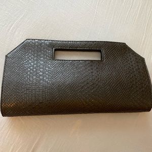 EXPRESS black faux snakeskin clutch NWT
